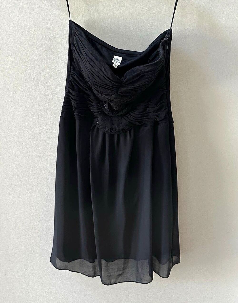 Signature by Sangria Black Strapless Cocktail Dress Ruched Chiffon Women 14P